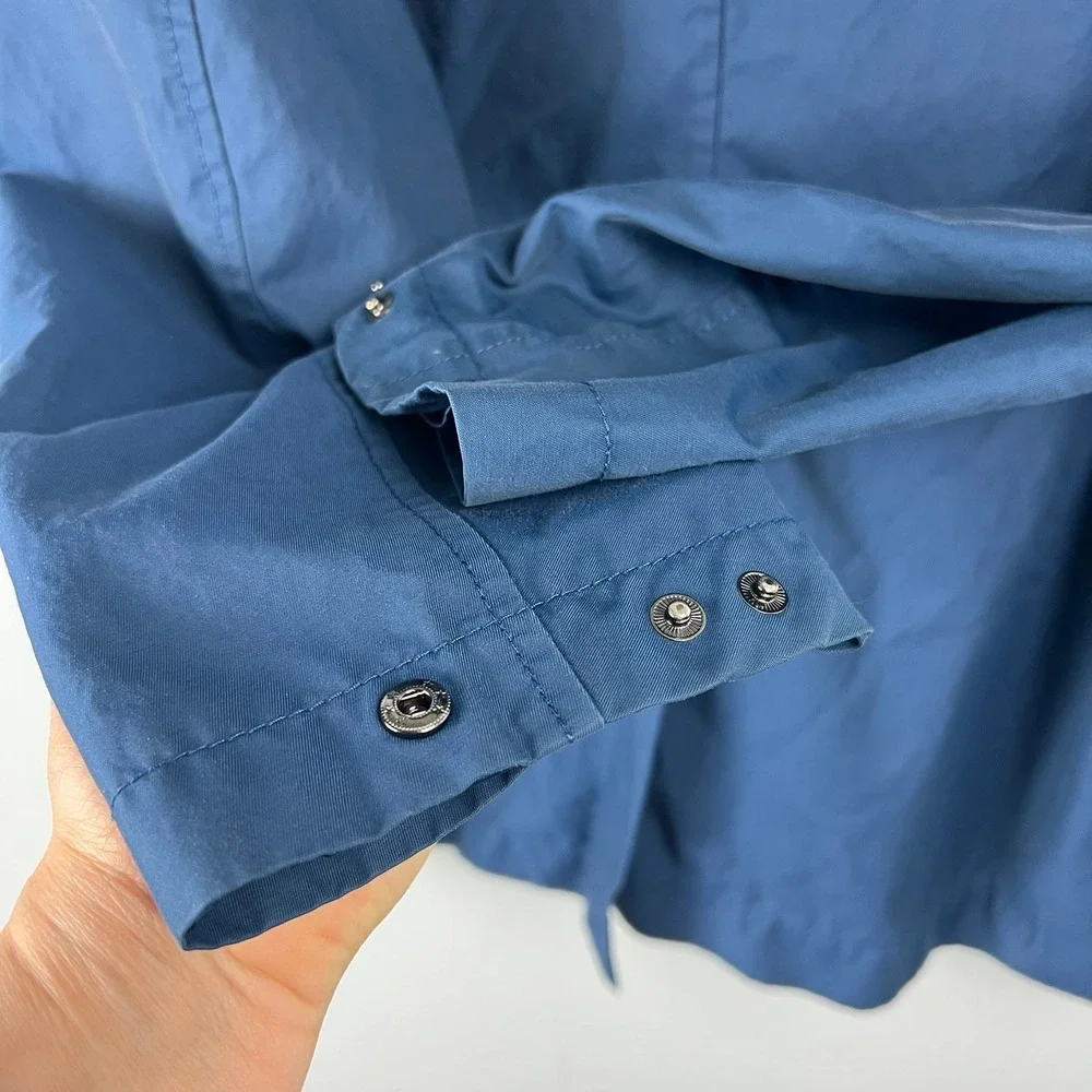 Lauren Ralph Lauren Men Blue Hooded Rain Jacket Trench Coat Sz 42L Long Heritage